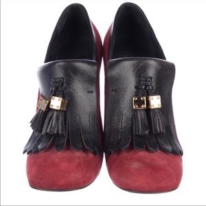 Tory Burch holiday leather round toe chunky heels pumps 7,5